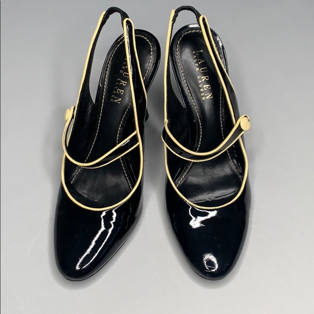 Lauren Ralph Lauren Black Patent Leather Slingback Heels – Size 6.5